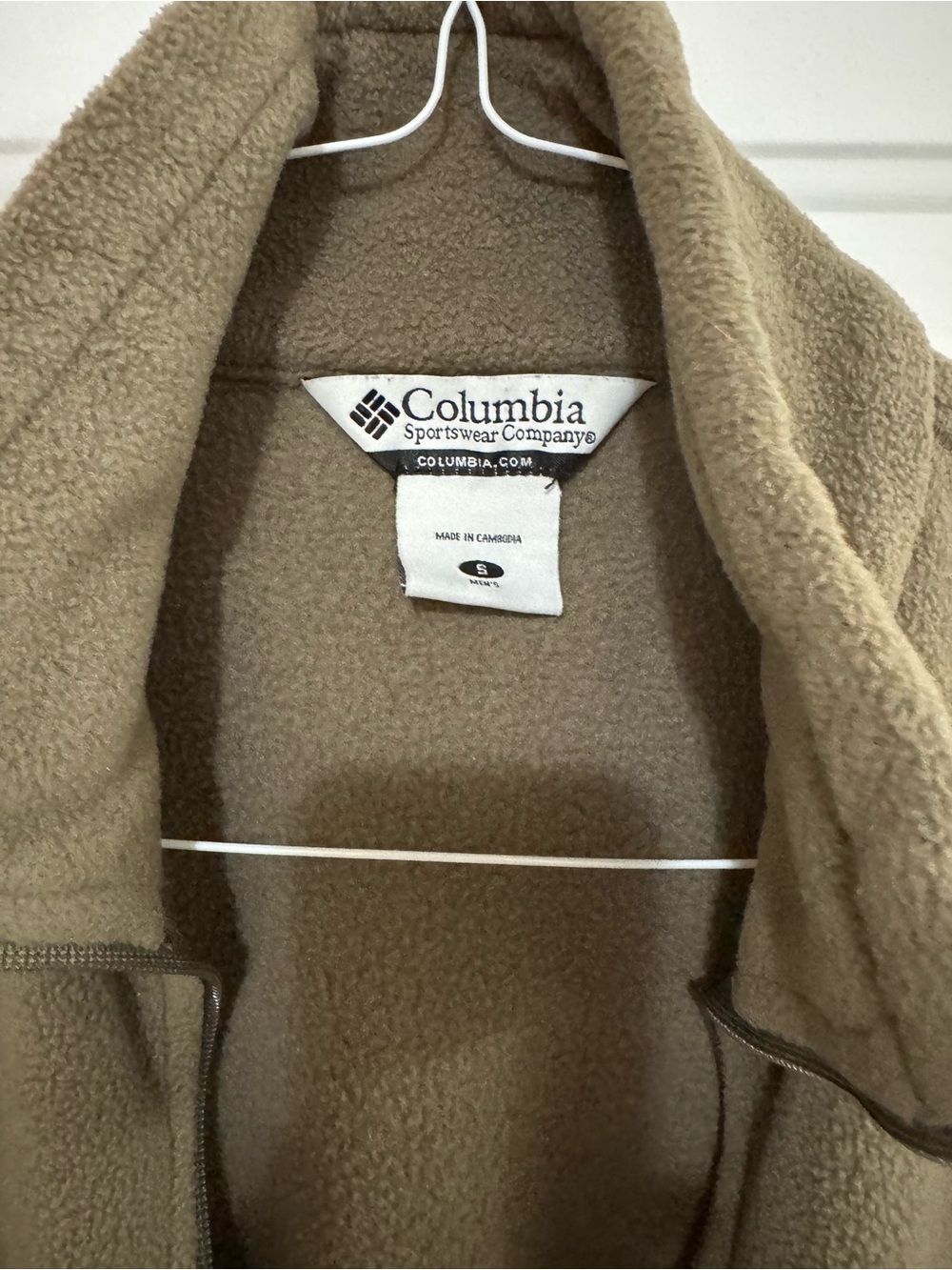 Columbia Taupe Fleece Jacket with High Collar - Picture 4 of 6